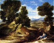 Nicolas Poussin Landscape with a Man Drinking or Landscape with a Man scooping Water from a Stream oil painting